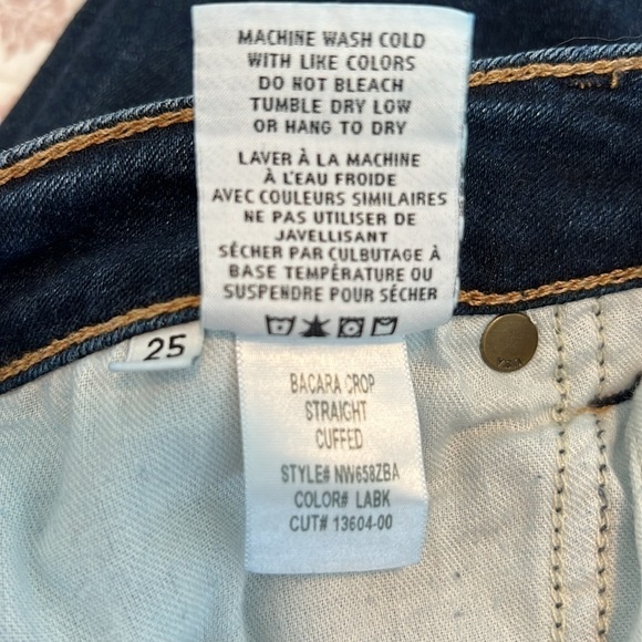 Hudson Bacara Crop Straight Cuffed Jeans Size 25 Extra Dark Whisker Wash - Picture 12 of 17